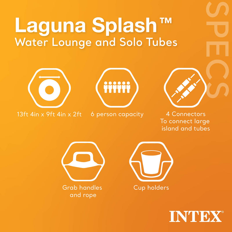 Intex Laguna Splash Island Floating Water Raft with 2 Detachable Lounge Tubes