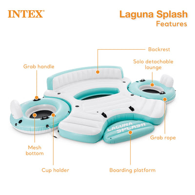 Intex Laguna Splash Island Floating Water Raft with 2 Detachable Lounge Tubes