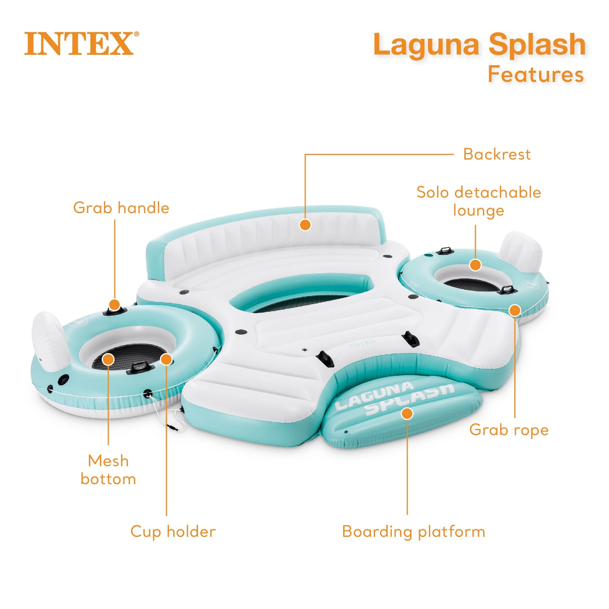 Intex Laguna Splash Island Floating Water Raft w/ Detachable Lounge Tubes (Used) - VMInnovations