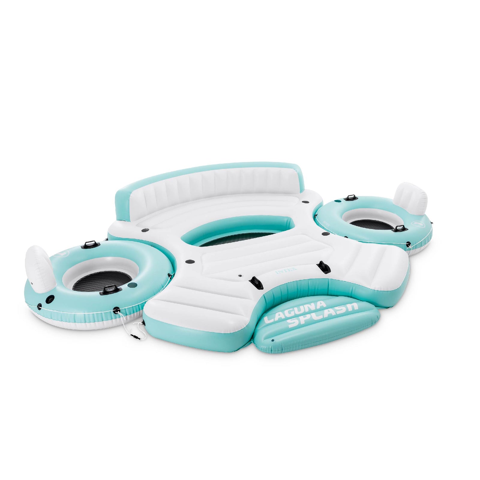 Laguna Splash Island Floating Water Raft w/ 2 Detachable Lounge Tubes (Open Box) - VMInnovations