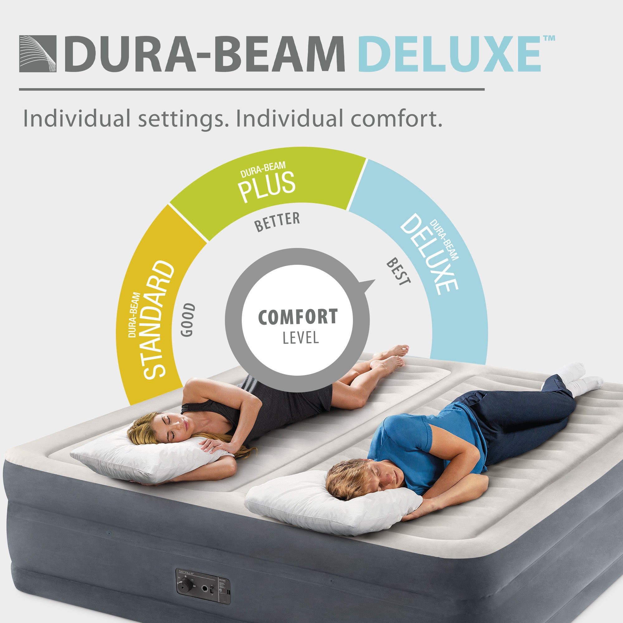 Intex 64953E Deluxe Dual Zone 22" King Sized Air Mattress with Built In Air Pump