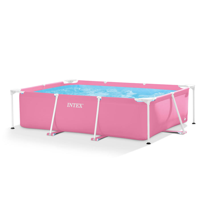 Intex 86" x 23" Outdoor Rectangular Frame Above Ground Swimming Pool, Pink(Used)