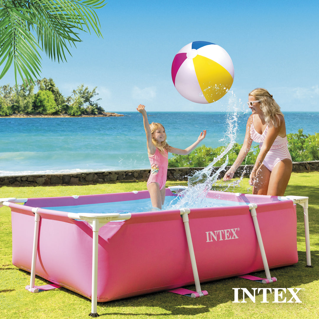 Intex 86" x 23" Outdoor Rectangular Frame Above Ground Swimming Pool, Pink