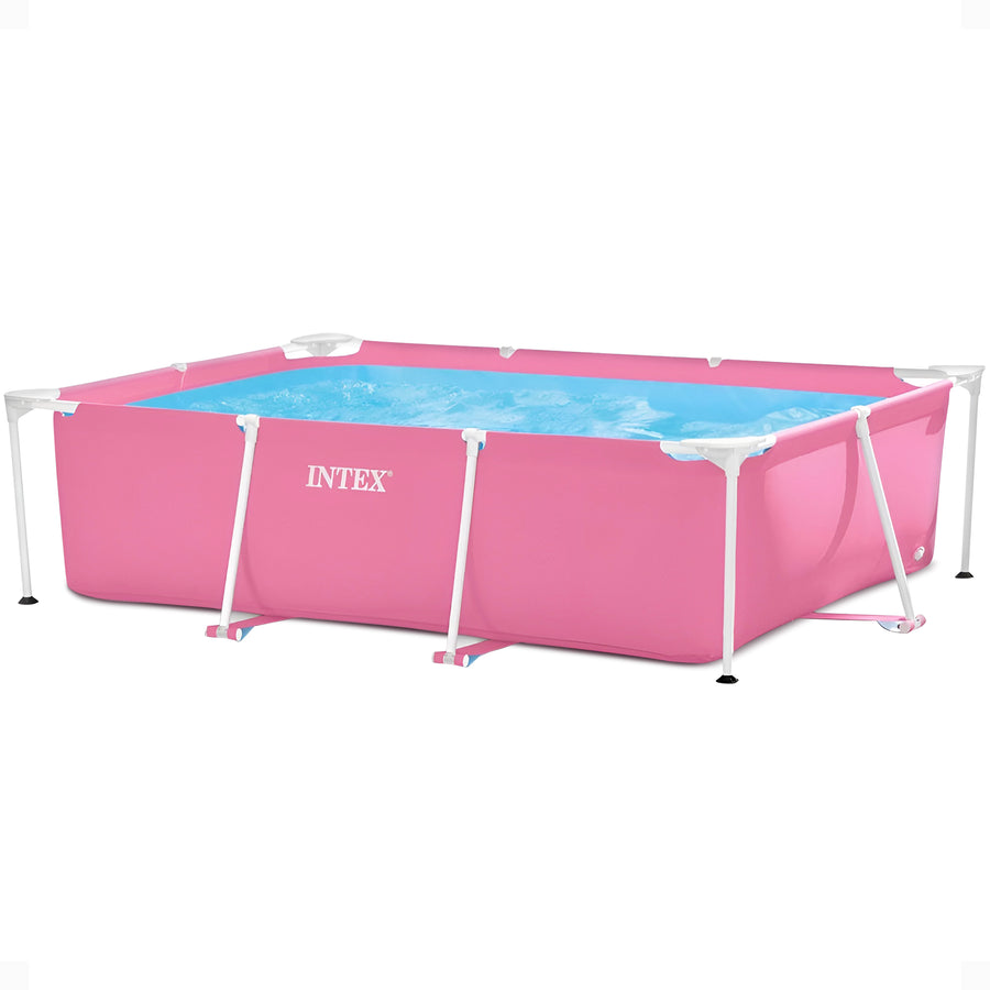 Intex 86" x 23" Outdoor Rectangular Frame Above Ground Swimming Pool, Pink(Used) - VMInnovations
