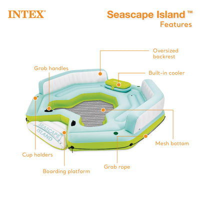 Intex Seascape Island Inflatable Water Lounge w Built In Cooler & Backrest(Used) - VMInnovations