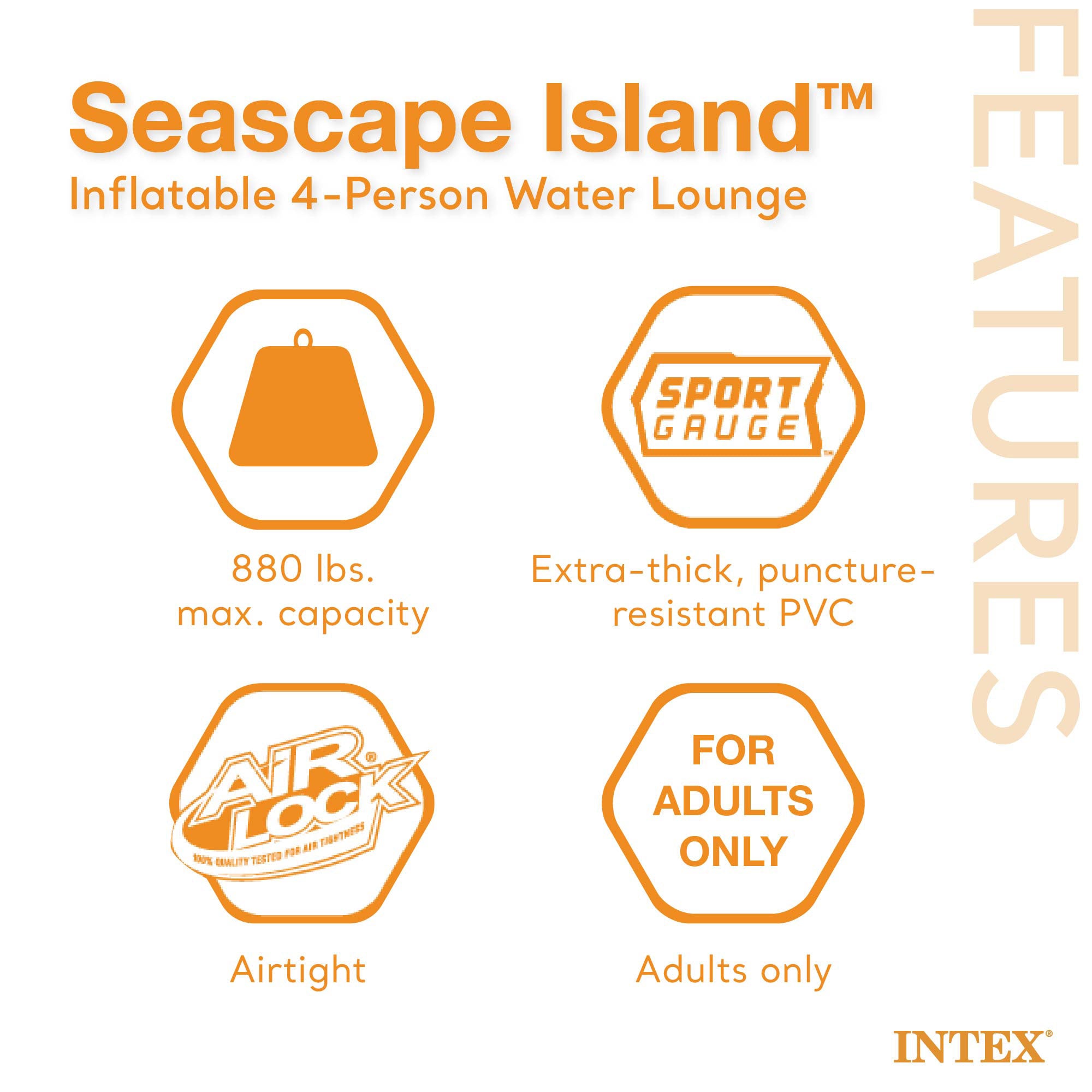 Intex Seascape Island Inflatable Water Lounge w Built In Cooler & Backrest(Used) - VMInnovations