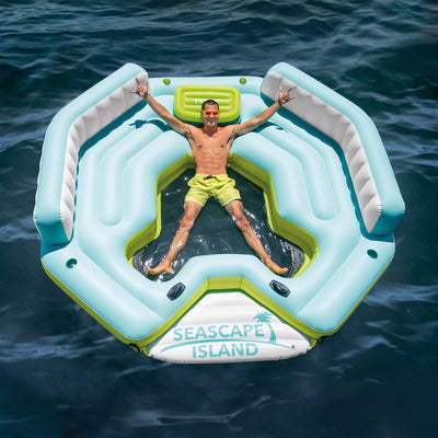 Intex Seascape Island Inflatable Water Lounge w Built In Cooler & Backrest(Used)