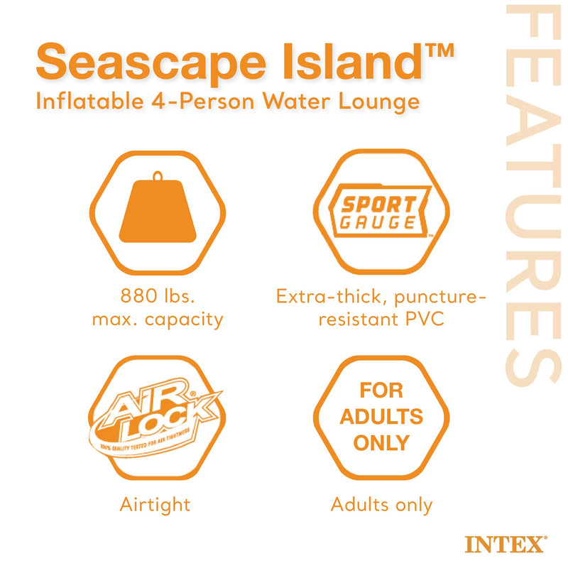 Intex Seascape Island Inflatable Water Lounge with Built In Cooler and Backrests