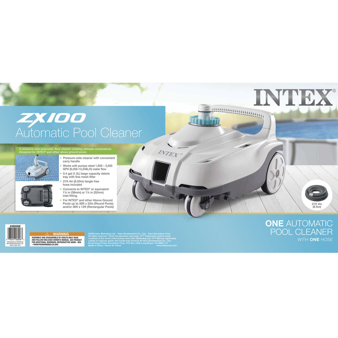 Intex ZX100 Automatic Pressure Side Swimming Pool Cleaner w/Hose & Converter