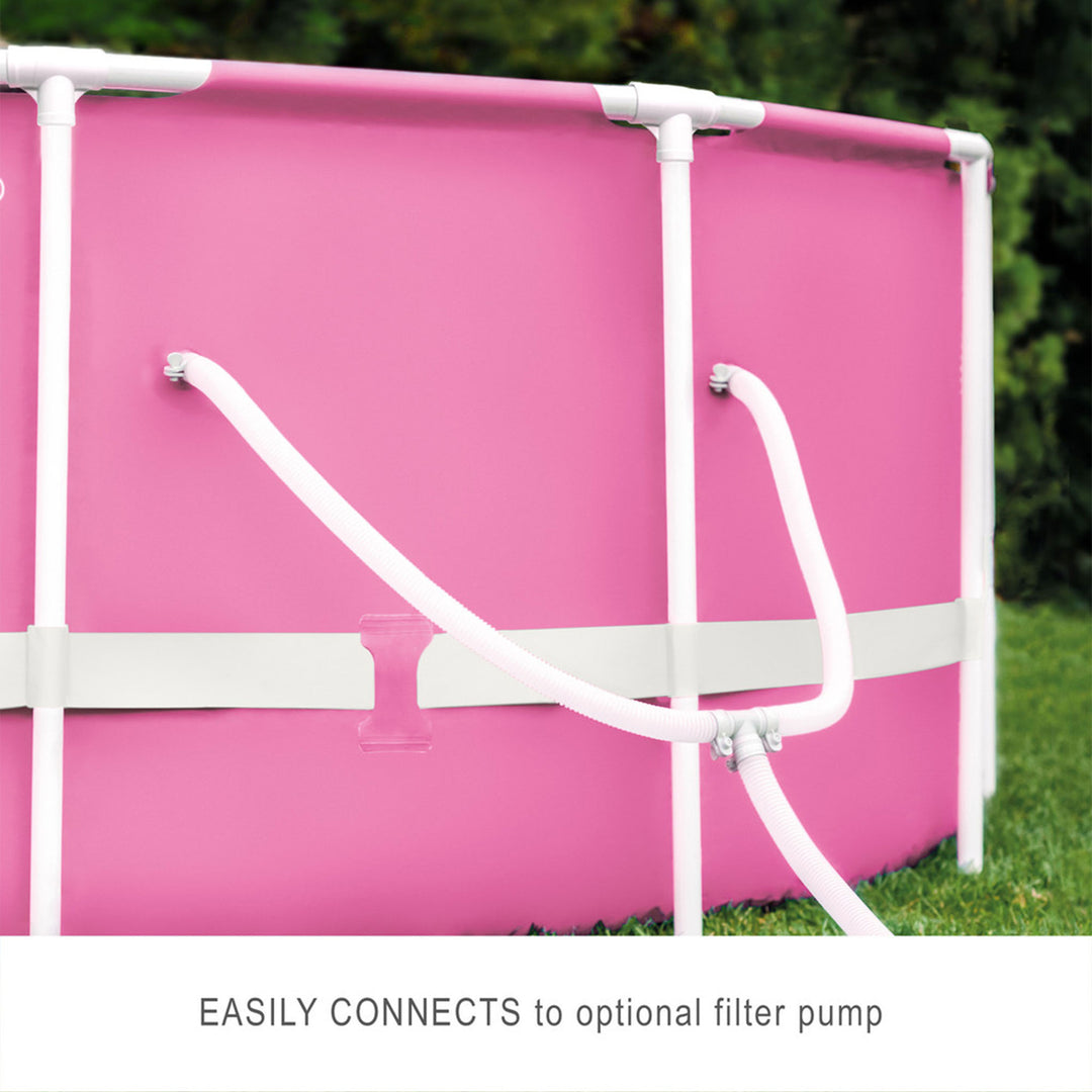 28290EH 8ft x 30in Round Metal Frame Above Ground Swimming Pool, Pink (Open Box) - VMInnovations