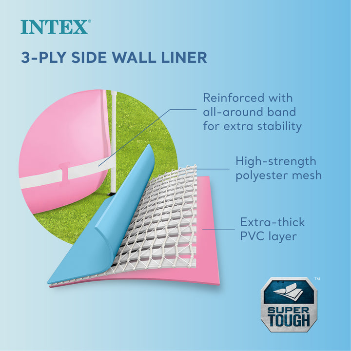 Intex 28290EH 8ft x 30in Round Metal Frame Above Ground Swimming Pool, Pink