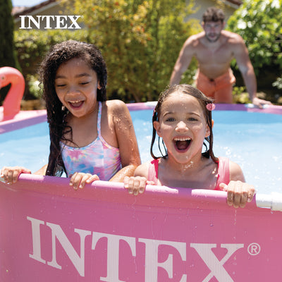 Intex 28290EH 8' x 30" Round Metal Frame Above Ground Swimming Pool, Pink (Used) - VMInnovations