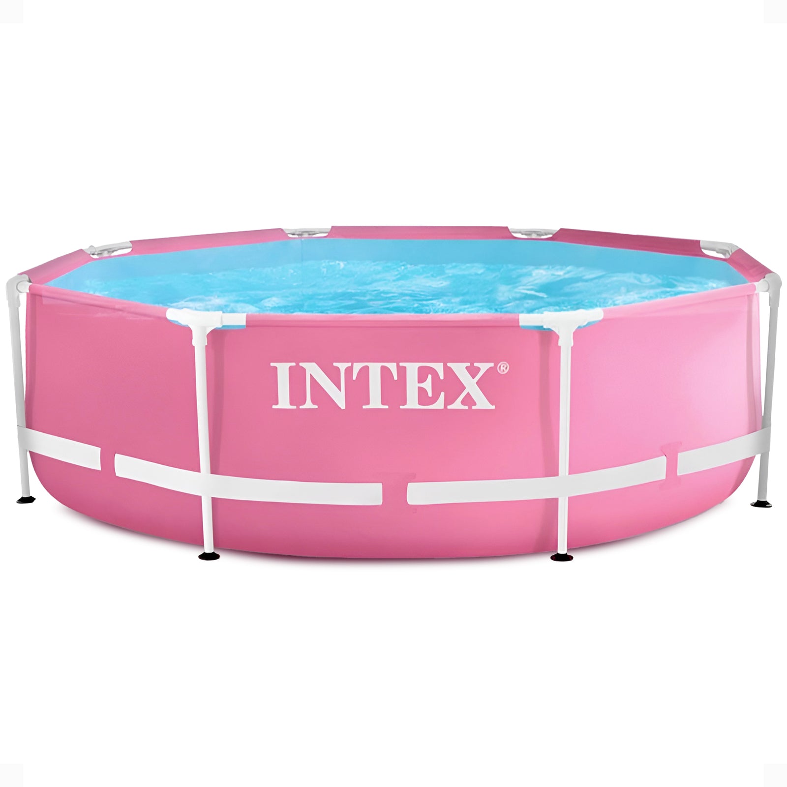 Intex 28290EH 8ft x 30in Round Metal Frame Above Ground Swimming Pool, Pink - VMInnovations