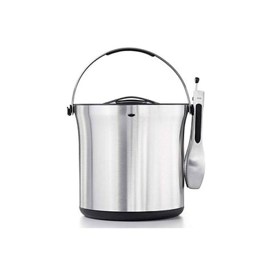 OXO Stainless Steel Insulated Ice Bucket with Clear Lid and Tong Set (Open Box)