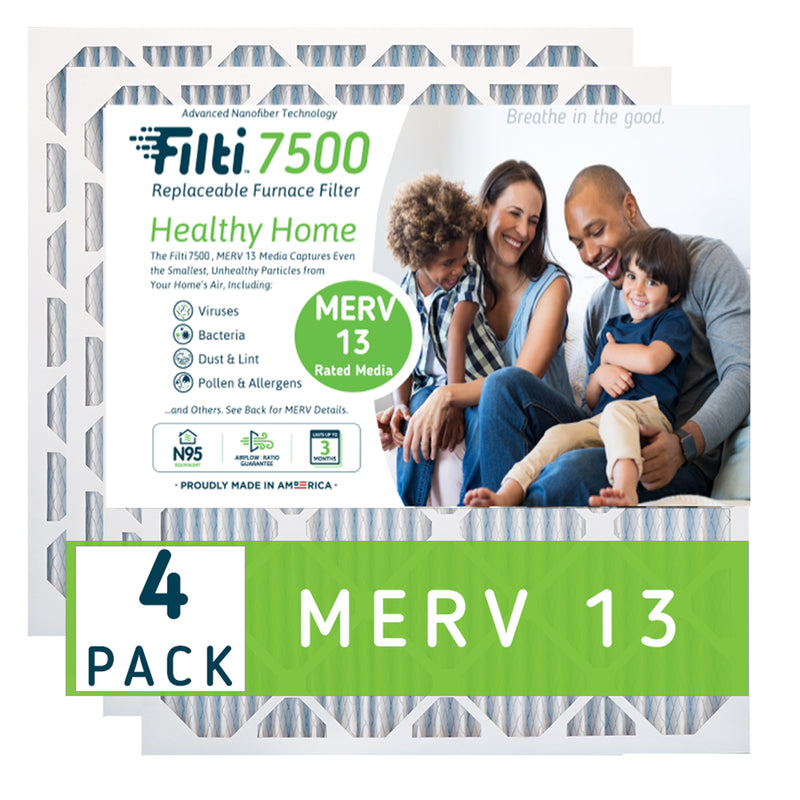 Filti 7500 Pleated Home HVAC Furnace 12 x 24 x 1 MERV 13 Air Filter (4 Pack)