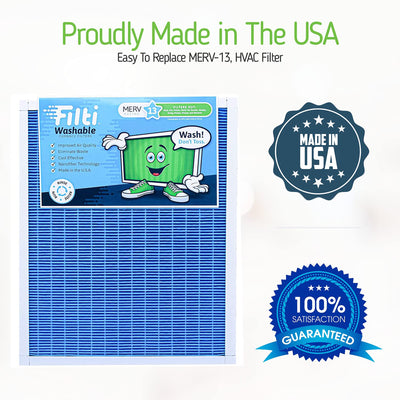 Filtri Washable Home HVAC 16 x 25 x 1 MERV 13 Replacement Furnace Air Filter