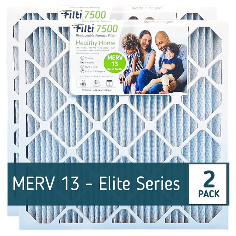 Filti 7500 Pleated Home HVAC Furnace 20 x 25 x 2 MERV 13 Air Filter (2 Pack) - VMInnovations