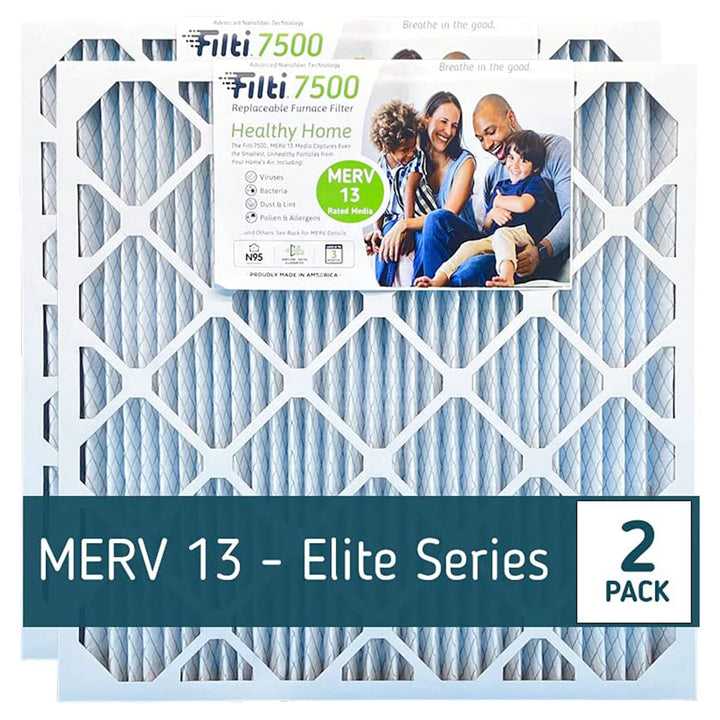 7500 Pleated Home HVAC Furnace 16 x 25 x 4 MERV 13 Air Filter (2 Pack) (Used)