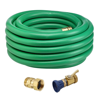Underhill 50 Ft Green Water Hose w/ Precision Cloudburst Nozzle & Hose Adapter