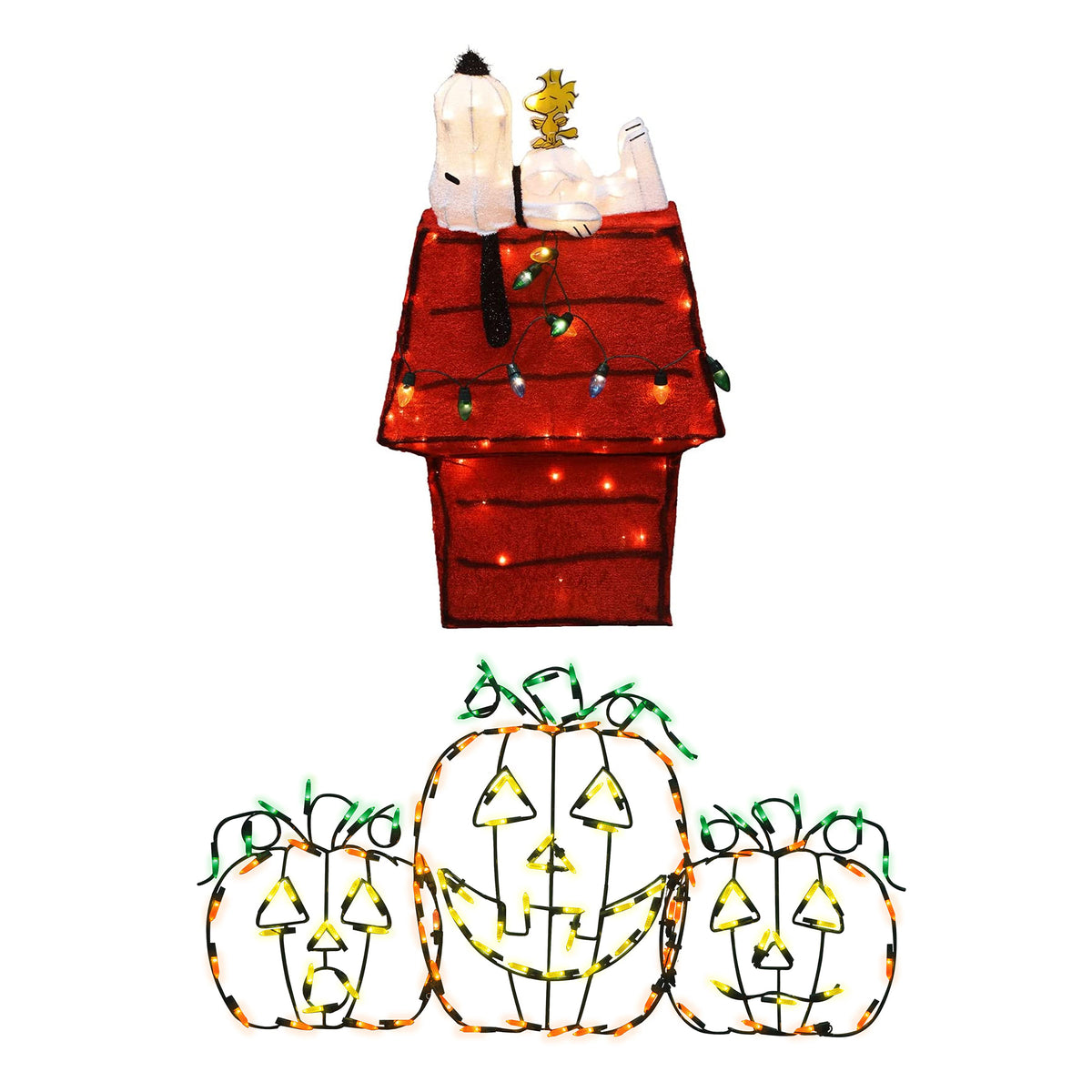 ProductWorks Jack-O-Lantern Yard Decoration + Snoopy & Woodstock Yard Decoration