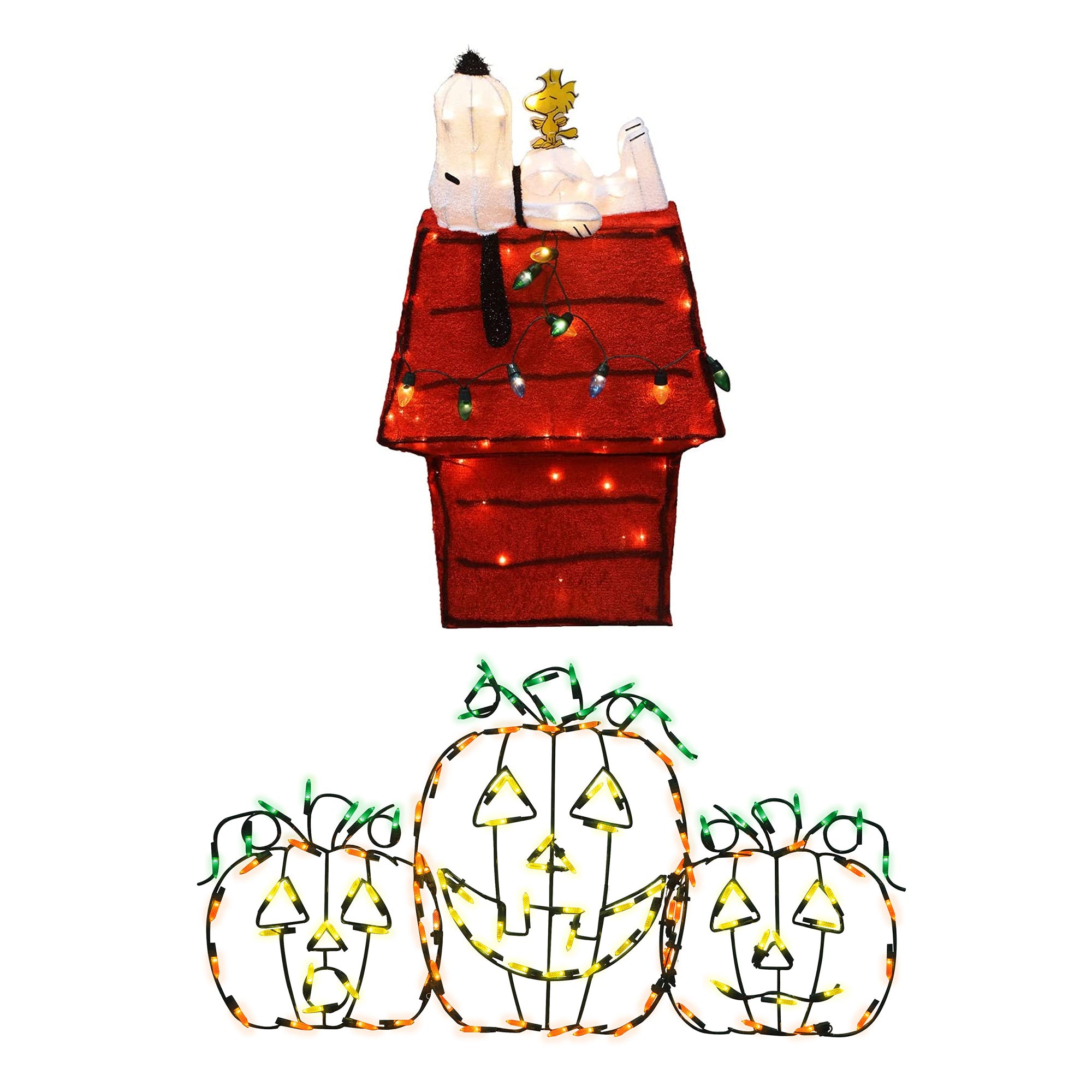 ProductWorks Jack-O-Lantern Yard Decoration + Snoopy & Woodstock Yard Decoration - VMInnovations