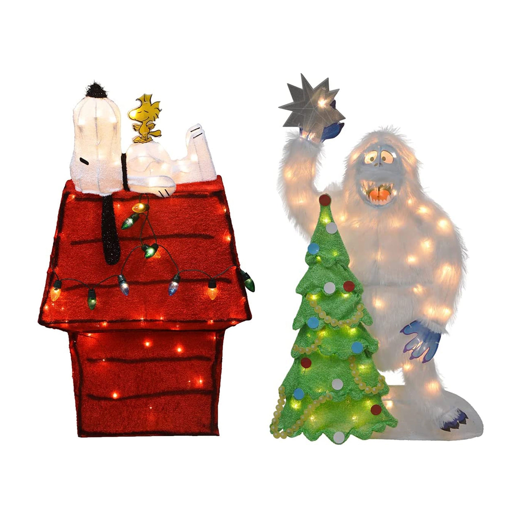 ProductWorks Peanuts 32" Snoopy & Woodstock and 32" Bumble w/ Tree Decorations - VMInnovations