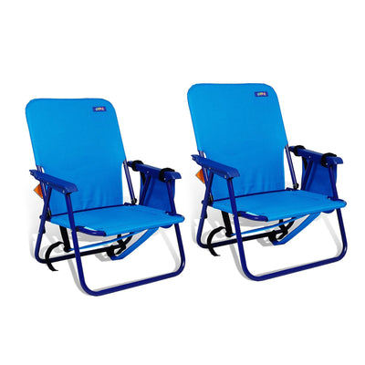 Copa Backpack Single Position Folding Aluminum Beach Chairs, Turquoise (2 Pack)
