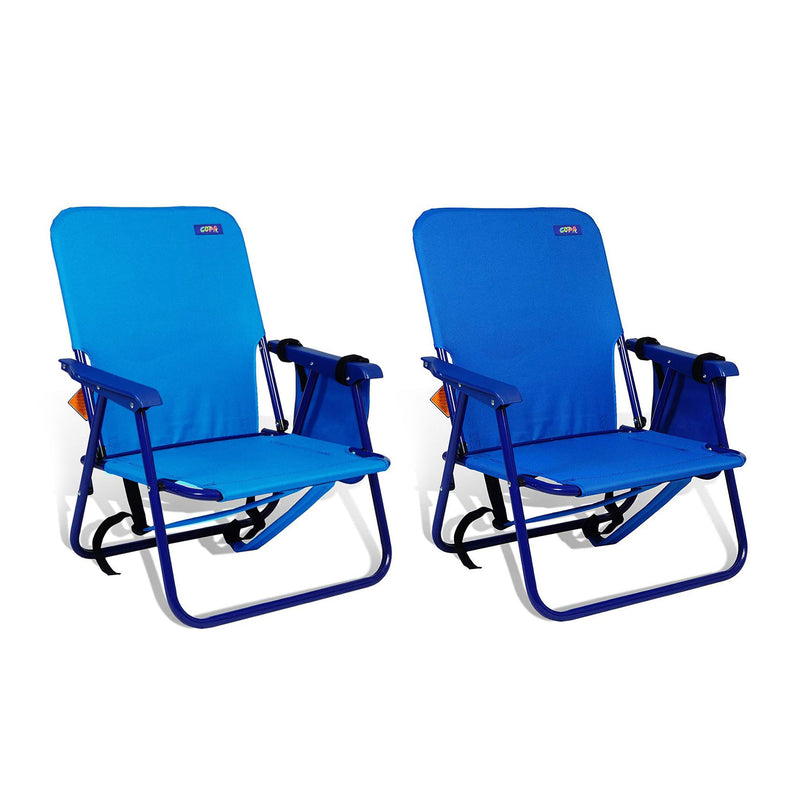 Copa Backpack Folding Aluminum Lounge Chairs, Turquoise & Royal Blue (Set of 2)
