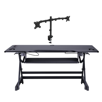 Rocelco 46 Inch Standing Desk Converter and Adjustable Dual Monitor Desk Mount