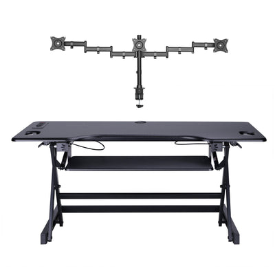 Rocelco 46 Inch Standing Desk Converter and Adjustable Triple Monitor Desk Mount - VMInnovations