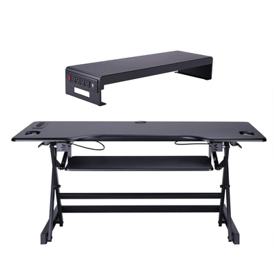 Rocelco 46 In Standing Desk Converter & 30 In Dual Monitor Stand w/ USB Charging