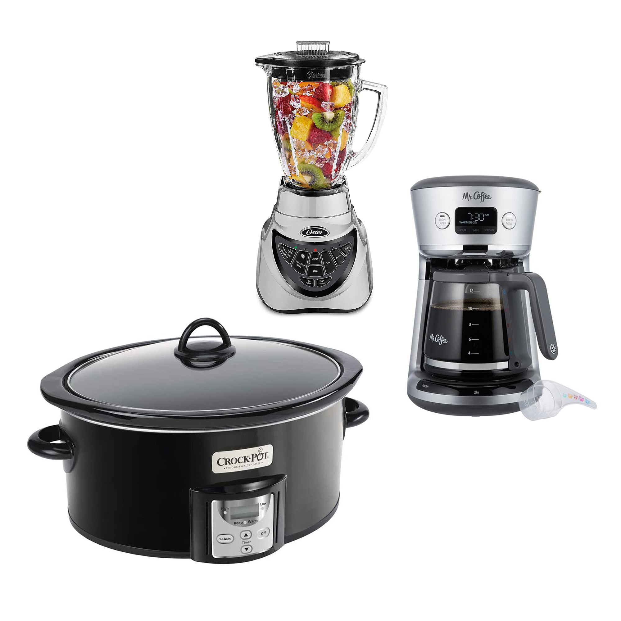 Mr. Coffee Easy Measure Coffee Maker, Oster Blender, and 4 Qt Crock-Pot, Black