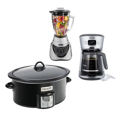 Mr. Coffee Easy Measure Coffee Maker, Oster Blender, and 4 Qt Crock-Pot, Black