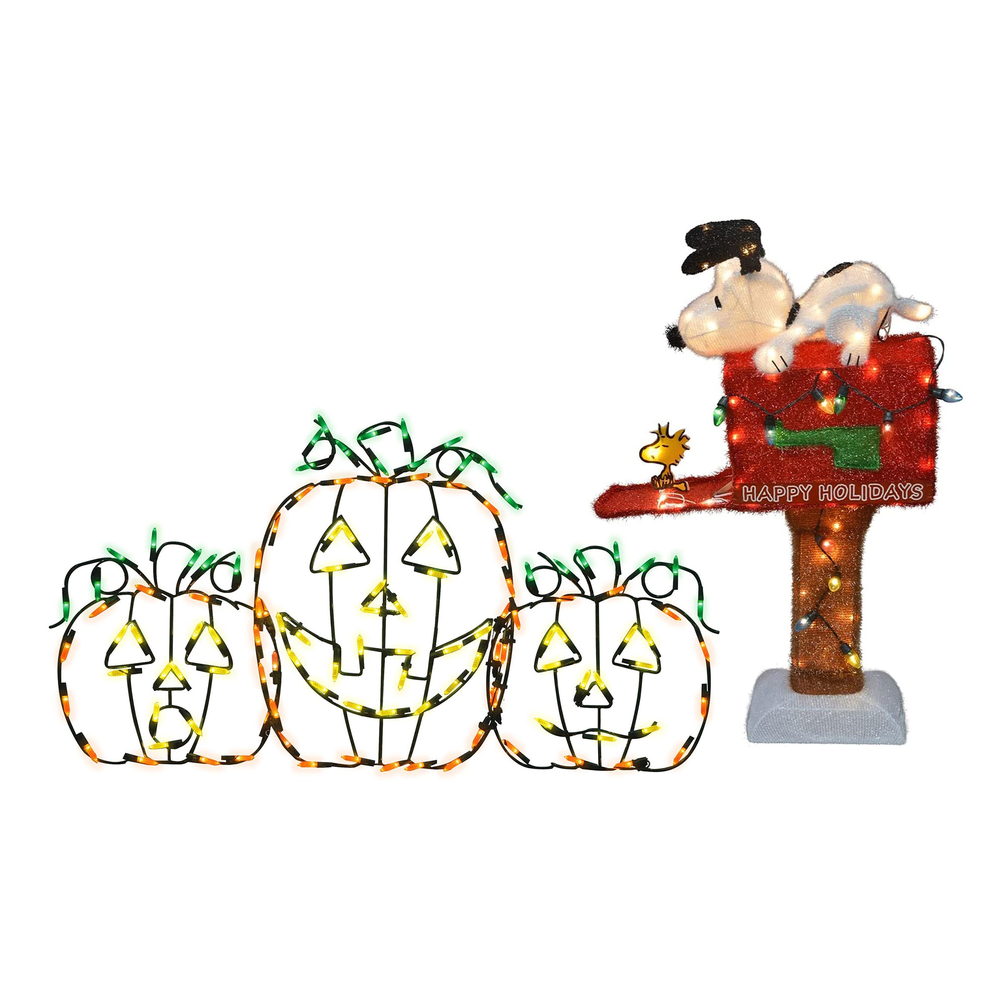 ProductWorks Jack-O-Lantern Yard Decoration + Snoopy on The Mailbox Yard Display - VMInnovations