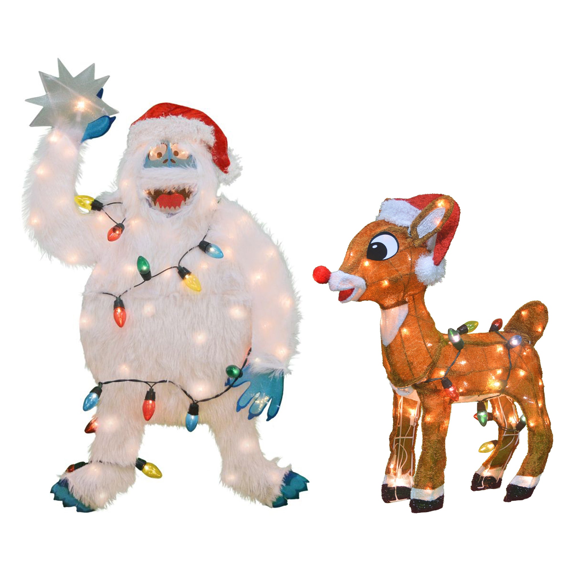 ProductWorks 32 Inch Bumble Holiday Decoration + 24 Inch Rudolph Holiday Display - VMInnovations