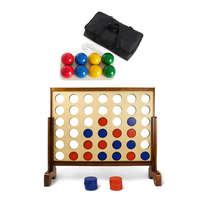 YardGames Giant 4 In a Row Multiplayer Game & 100mm Resin Bocce Ball Game Set - VMInnovations