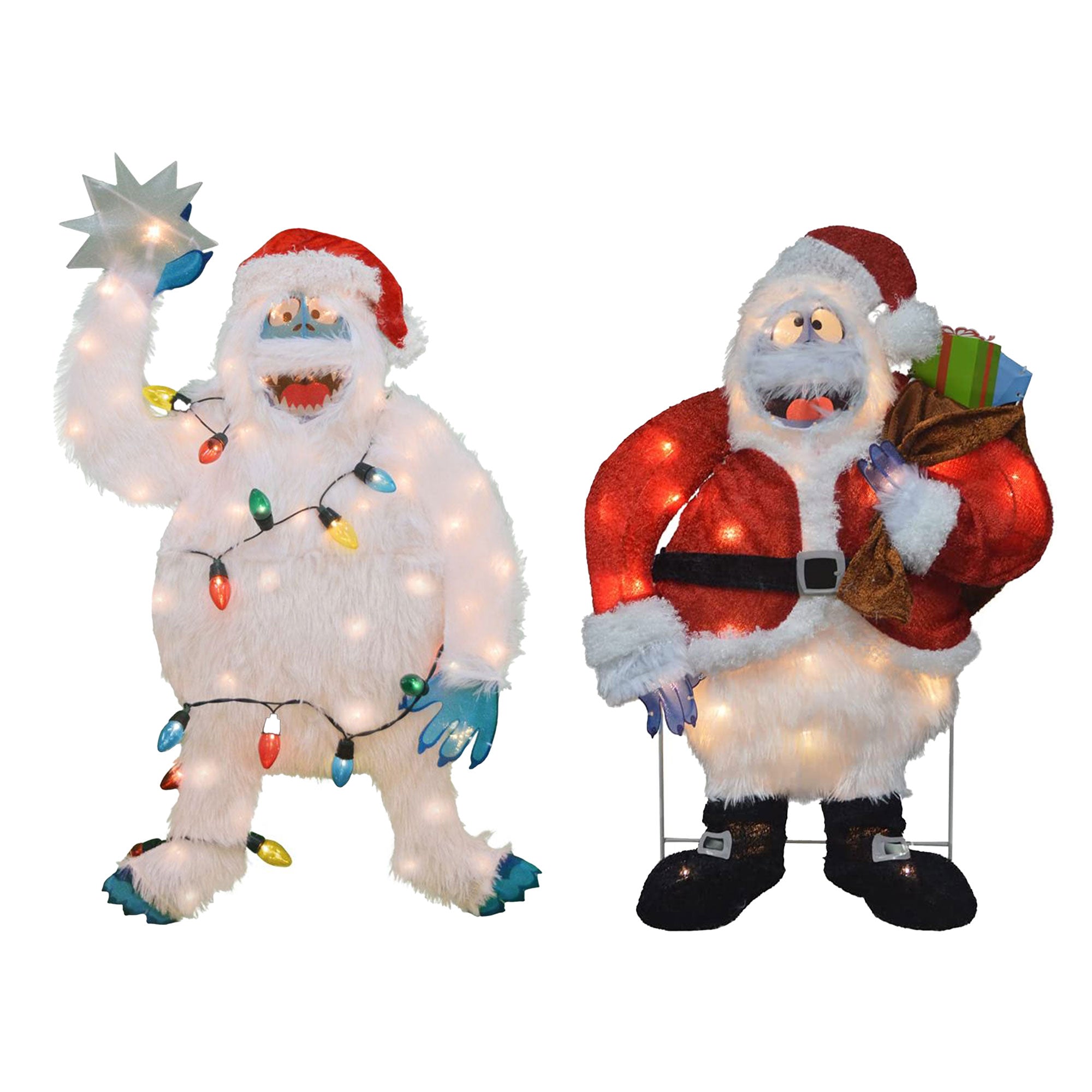 ProductWorks 32 In Bumble with Tree Star Display + Bumble Santa Yard Decoration - VMInnovations