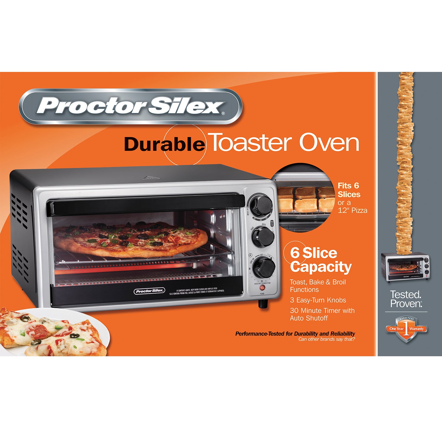 Hamilton Beach Proctor Silex 6 Slice Capacity Countertop Toaster Oven, Silver - VMInnovations