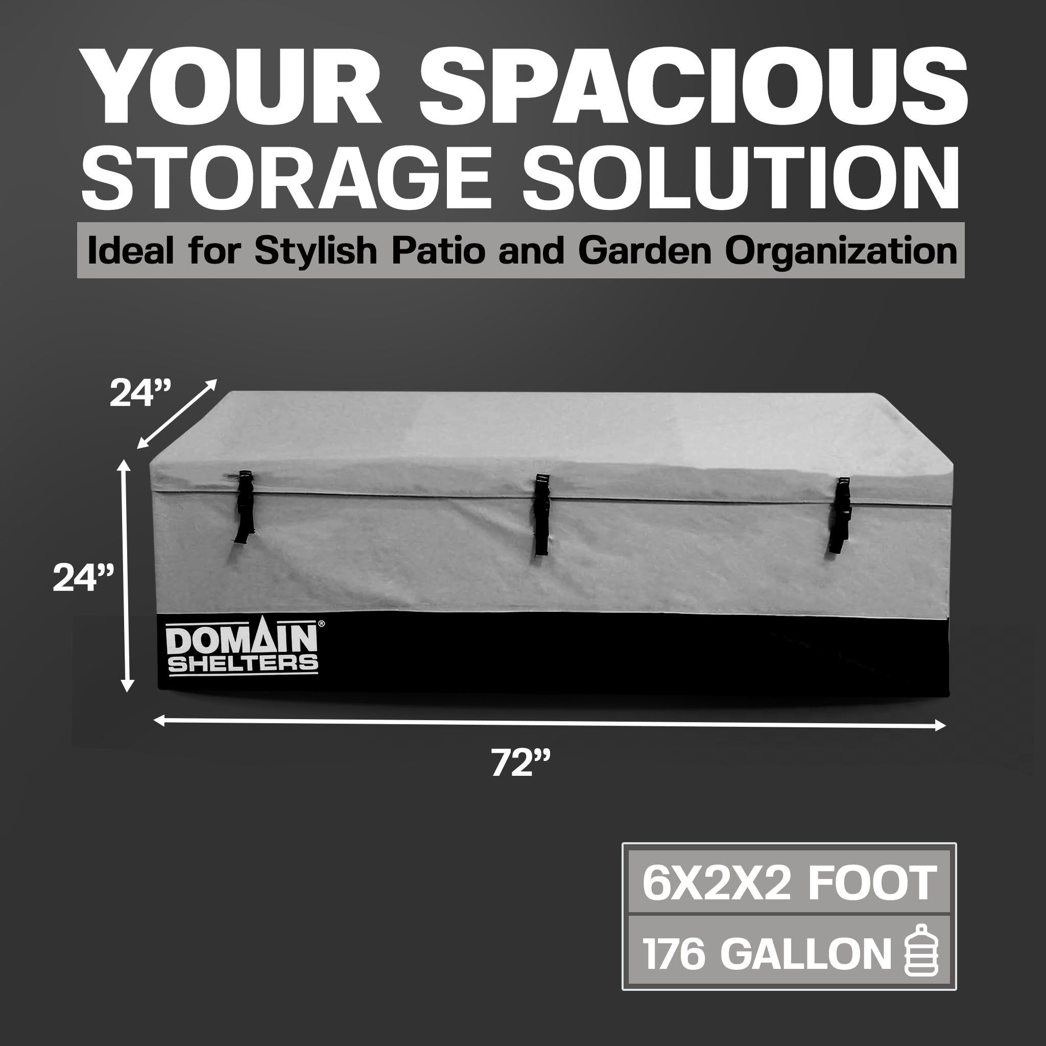 Domain Shelters 176 Gal 6'x2'ft Patio Storage Deck Box, Gray/Black (Open Box) - VMInnovations