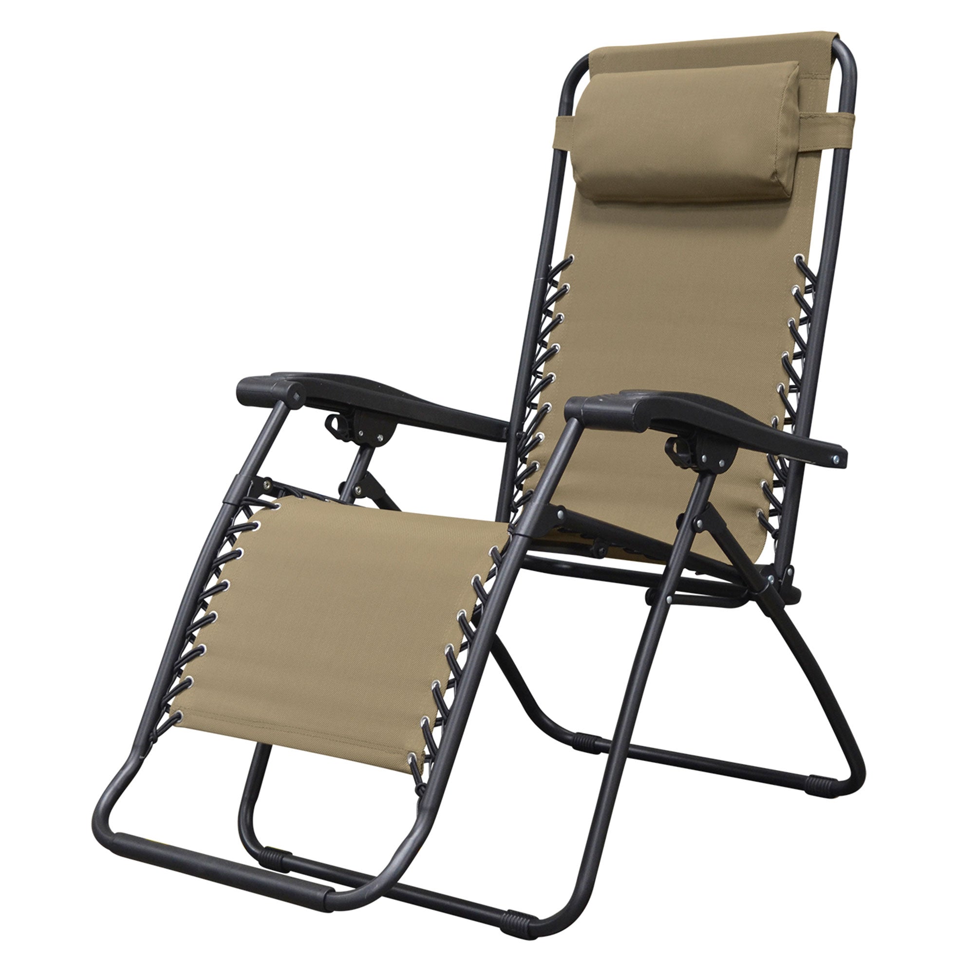 Caravan Zero Gravity Outdoor Folding Camping Patio Lounge Chair, Beige(Open Box) - VMInnovations