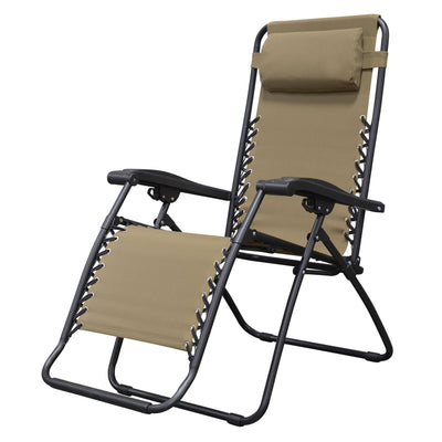 Caravan Zero Gravity Outdoor Folding Camping Patio Lounge Chair, Beige(Open Box)