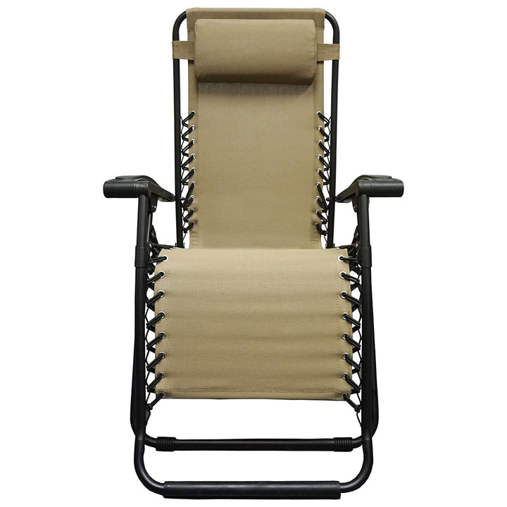 Caravan Sports Zero Gravity Outdoor Folding Camping Patio Lounge Chair, Beige