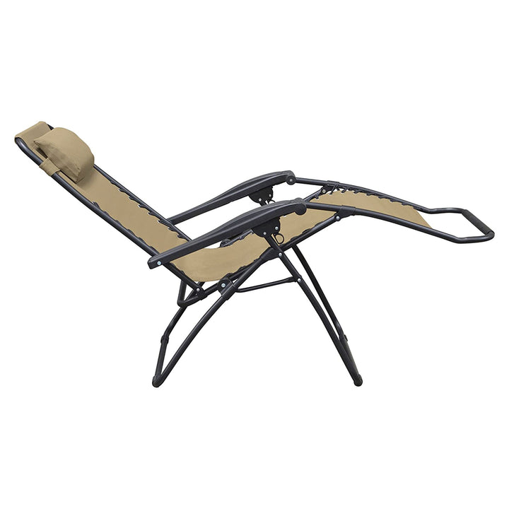 Caravan Sports Zero Gravity Outdoor Folding Camping Patio Lounge Chair, Beige