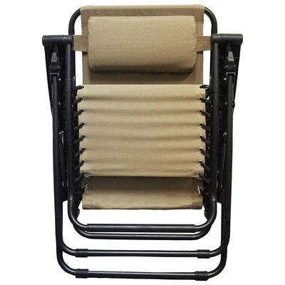 Caravan Sports Zero Gravity Outdoor Folding Camping Patio Lounge Chair, Beige