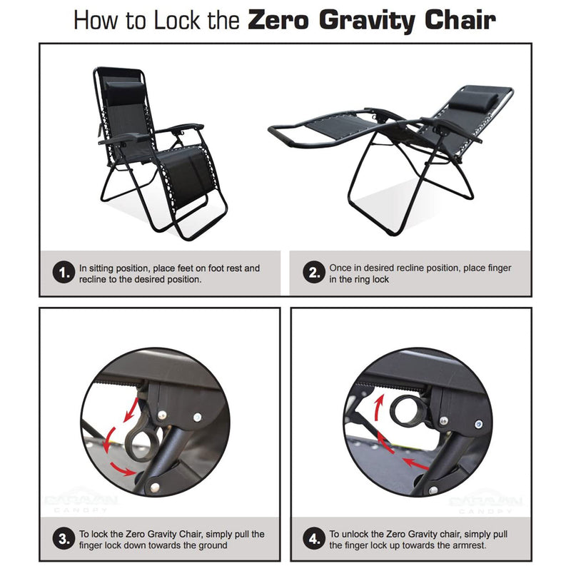 Caravan Sports Zero Gravity Outdoor Folding Camping Patio Lounge Chair, Beige