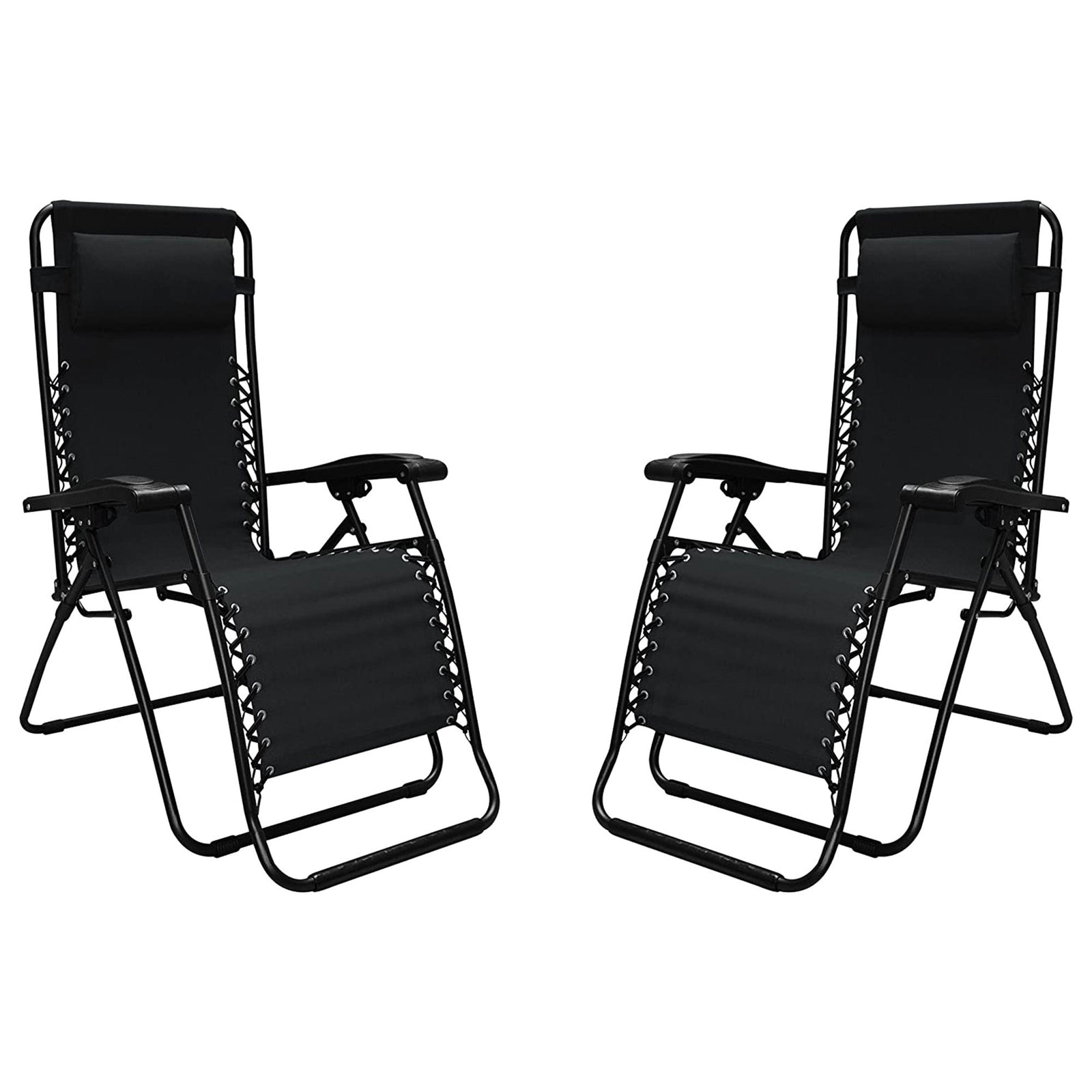 Caravan Sports Zero Gravity Outdoor Folding Patio Lounge Chair, Black (Pair) - VMInnovations