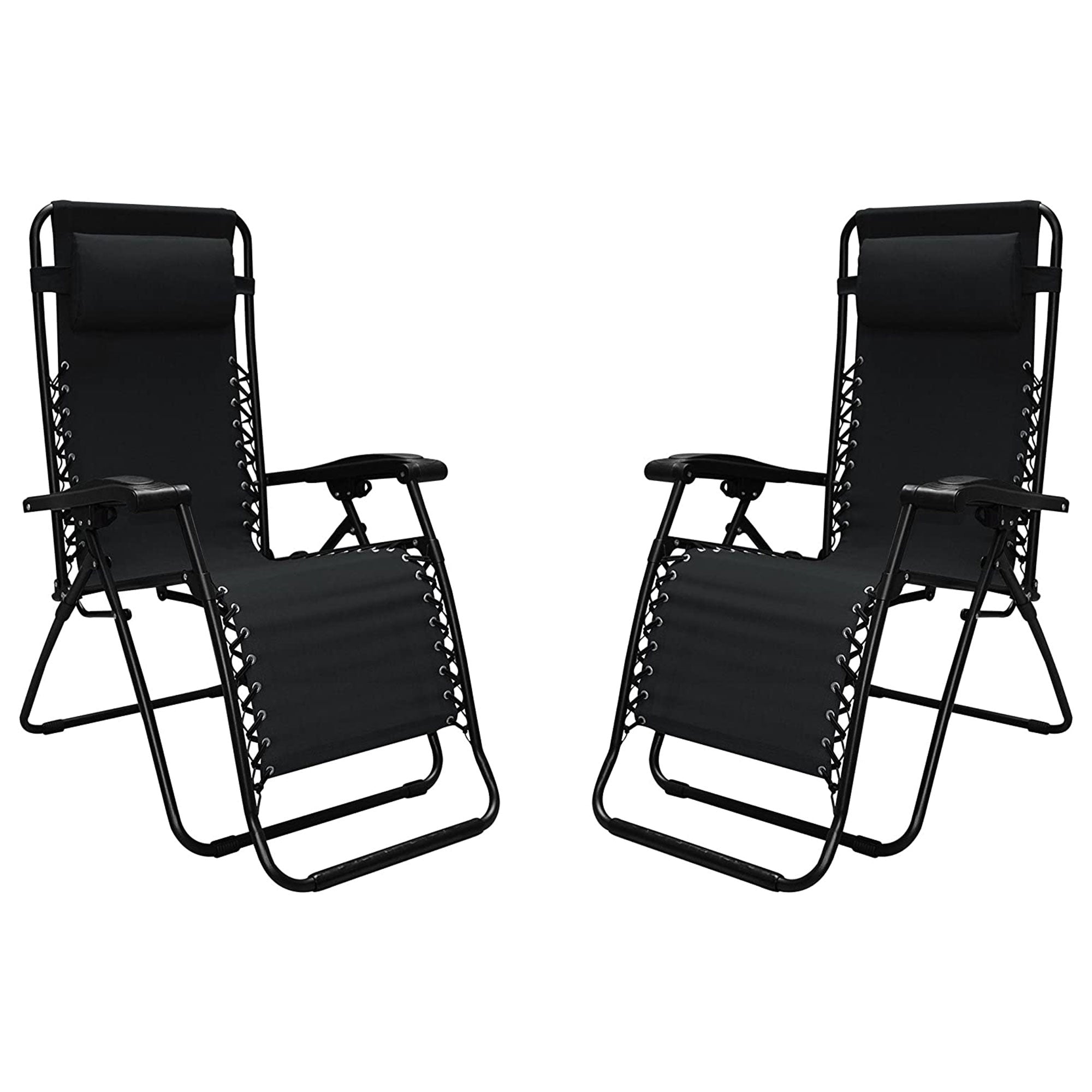 Caravan Sports Zero Gravity Folding Patio Lounge Chair, Black (Pair) (Used)