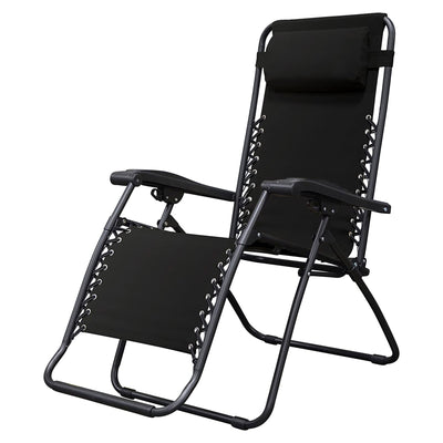 Caravan Sports Zero Gravity Outdoor Folding Camping Patio Lounge Chair, Black