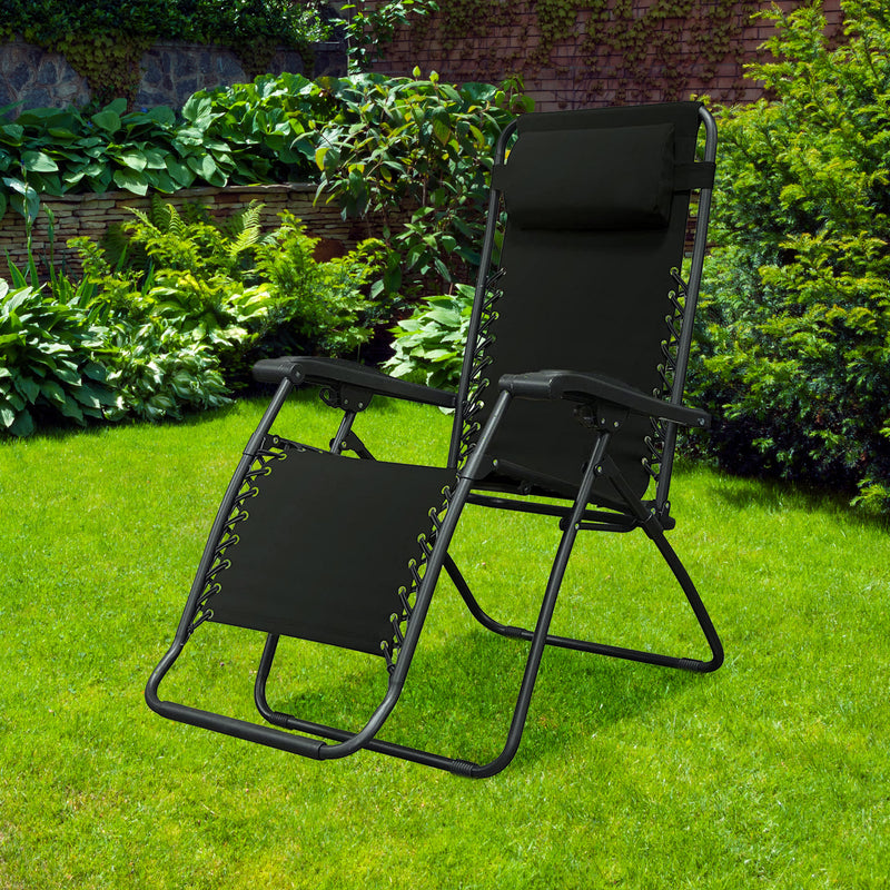 Caravan Sports Zero Gravity Outdoor Folding Camping Patio Lounge Chair, Black