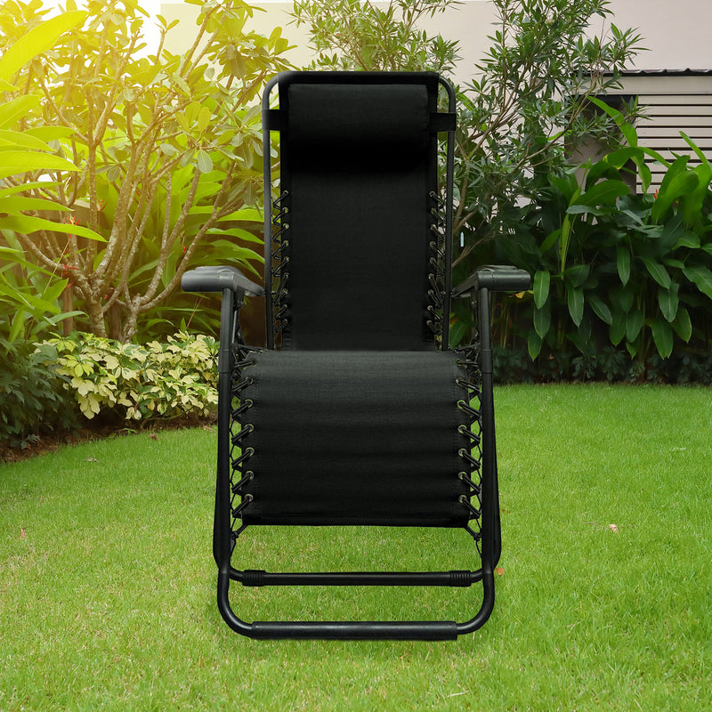 Caravan Sports Zero Gravity Outdoor Folding Camping Patio Lounge Chair, Black